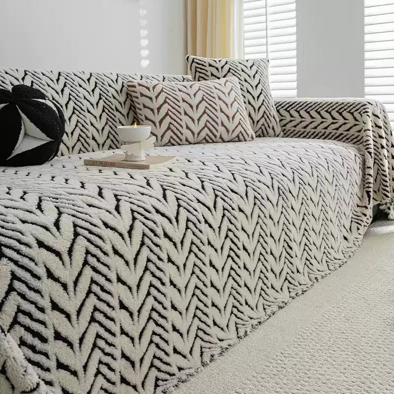 Coverfect Herringbone Shu Cotton Velvet Antistatic Sofa Cover
