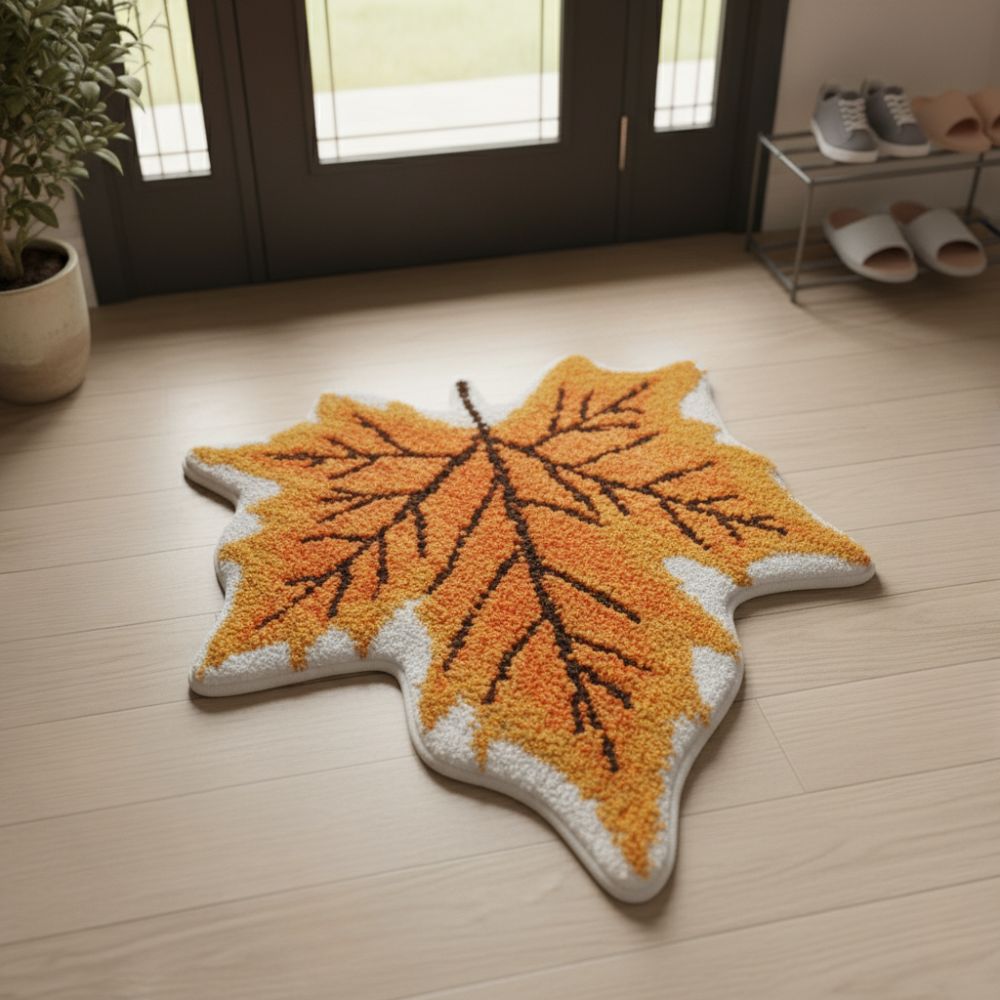 Coverfect Fall Maple Leaf Mat – Soft Plush Seasonal Accent