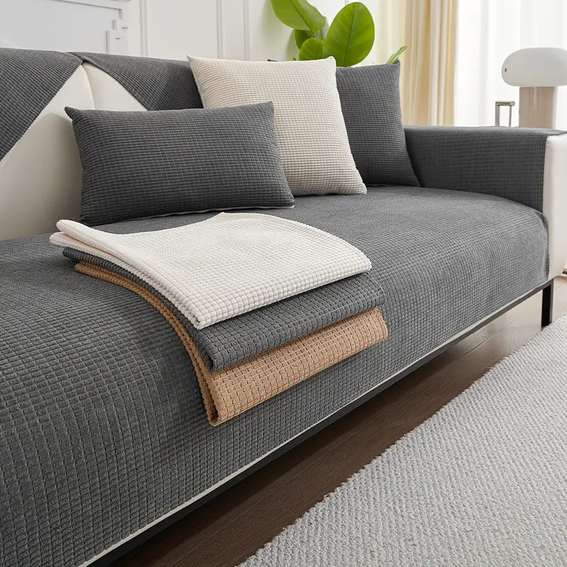 Coverfect Polar Fleece Anti-Slip Minimal Stripe Sofa Cover