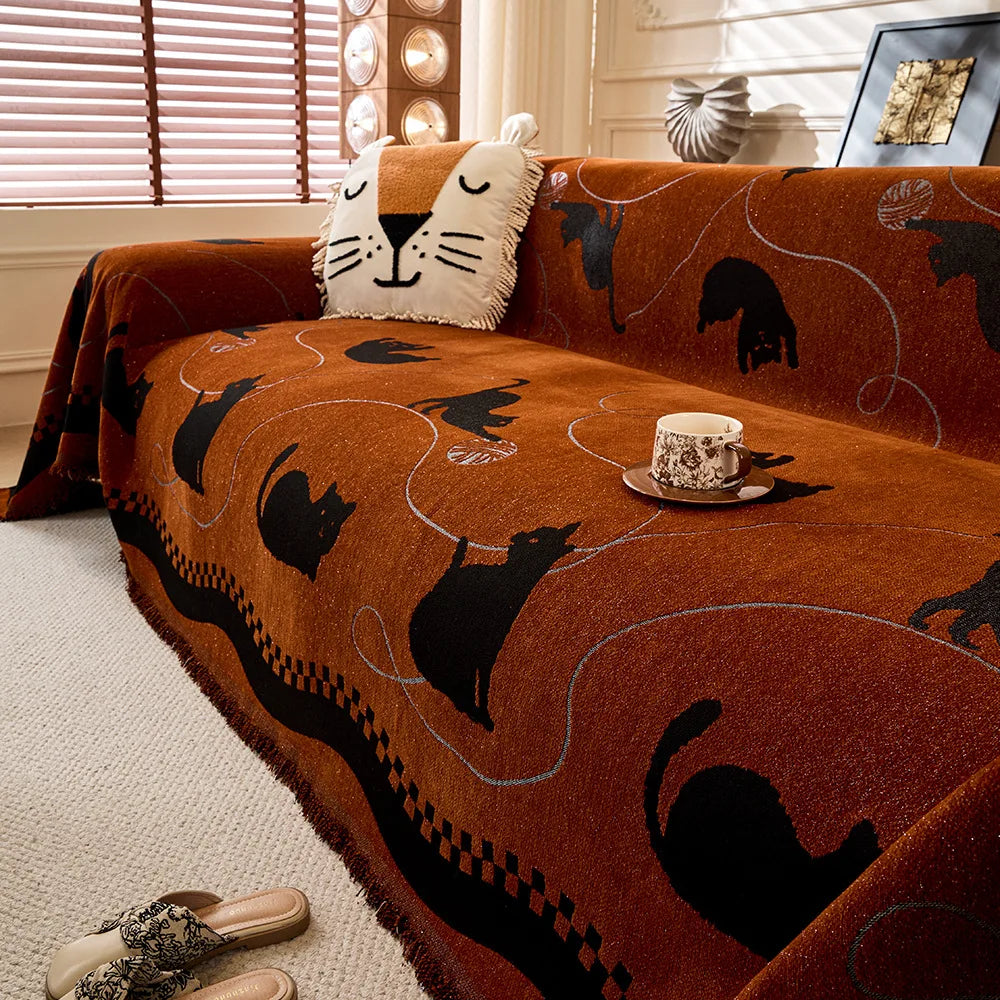 Coverfect Multicolor Chenille Cat Sofa Cover – Pet-Friendly Protector