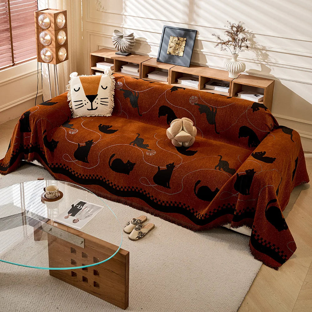 Coverfect Multicolor Chenille Cat Sofa Cover – Pet-Friendly Protector