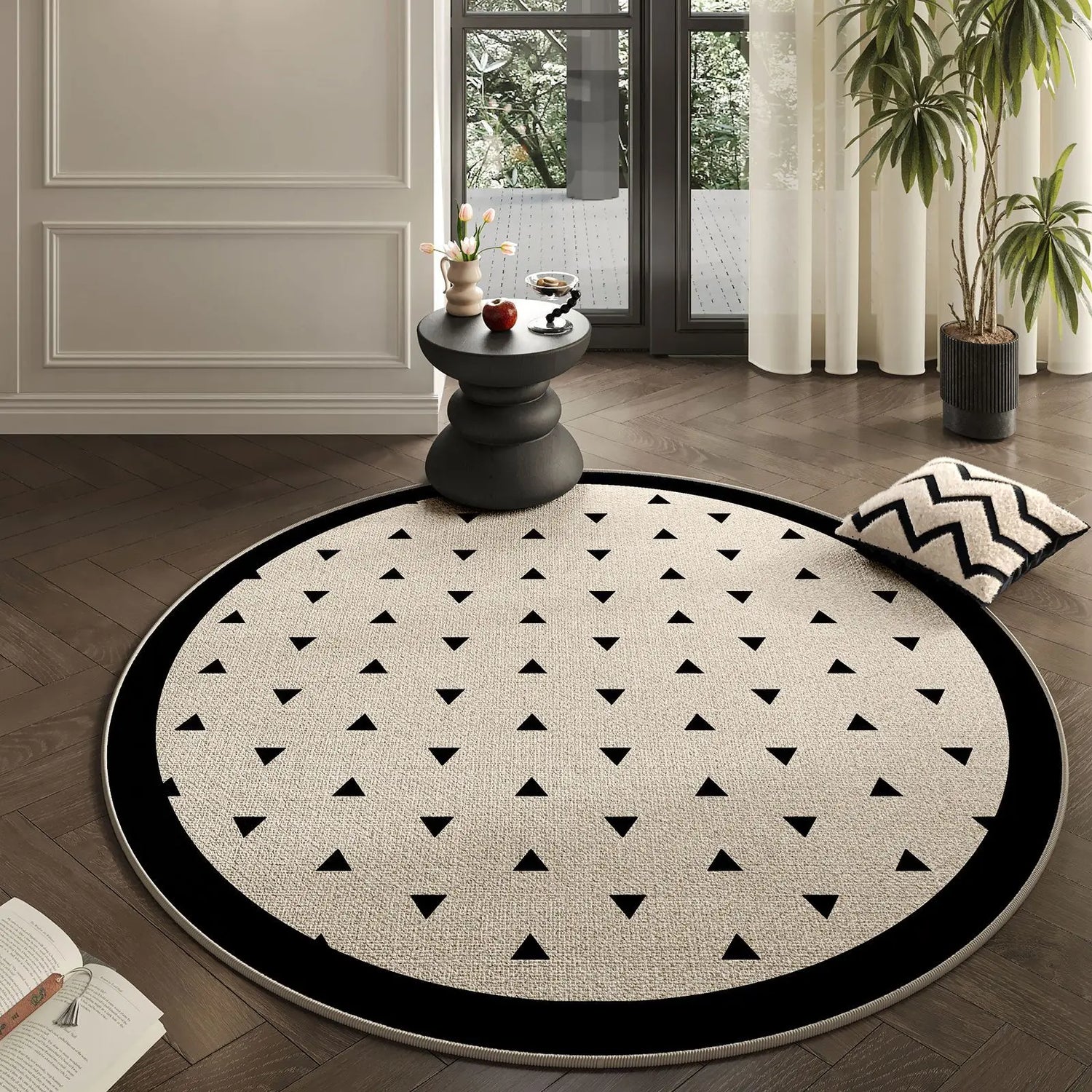 Coverfect Modern Mosaic Spillproof Pet-Friendly Round Rug