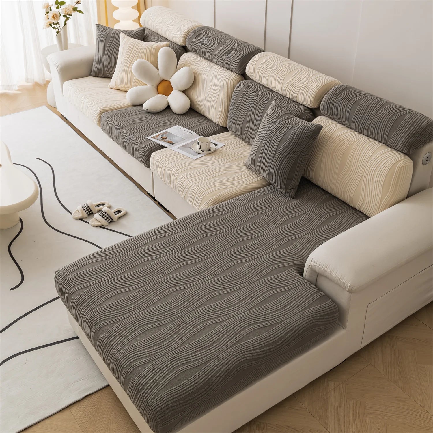 Coverfect WaveKnit Jacquard Stretch Sofa Cover