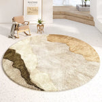 Coverfect Earthy Tones Abstract Round Spillproof Round Rug