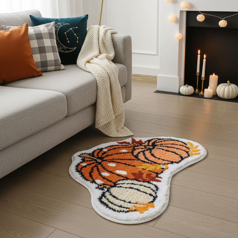 Coverfect Soft Pumpkin Pattern Floor Rug