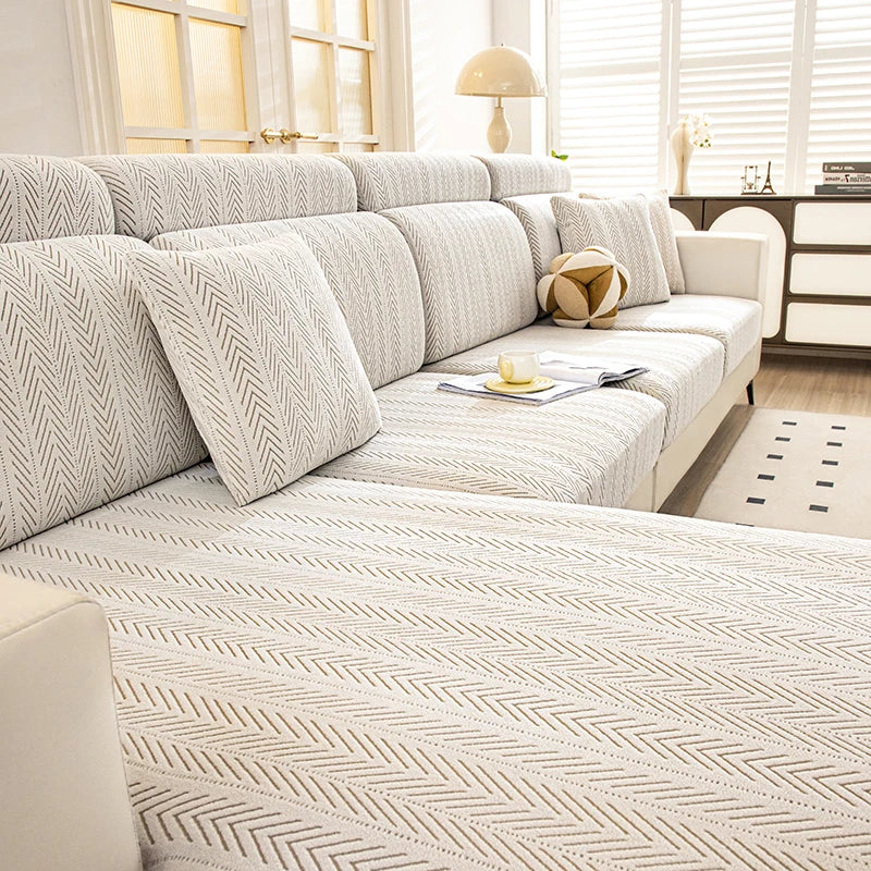 Coverfect Thickened Elastic Herringbone Sofa Cover