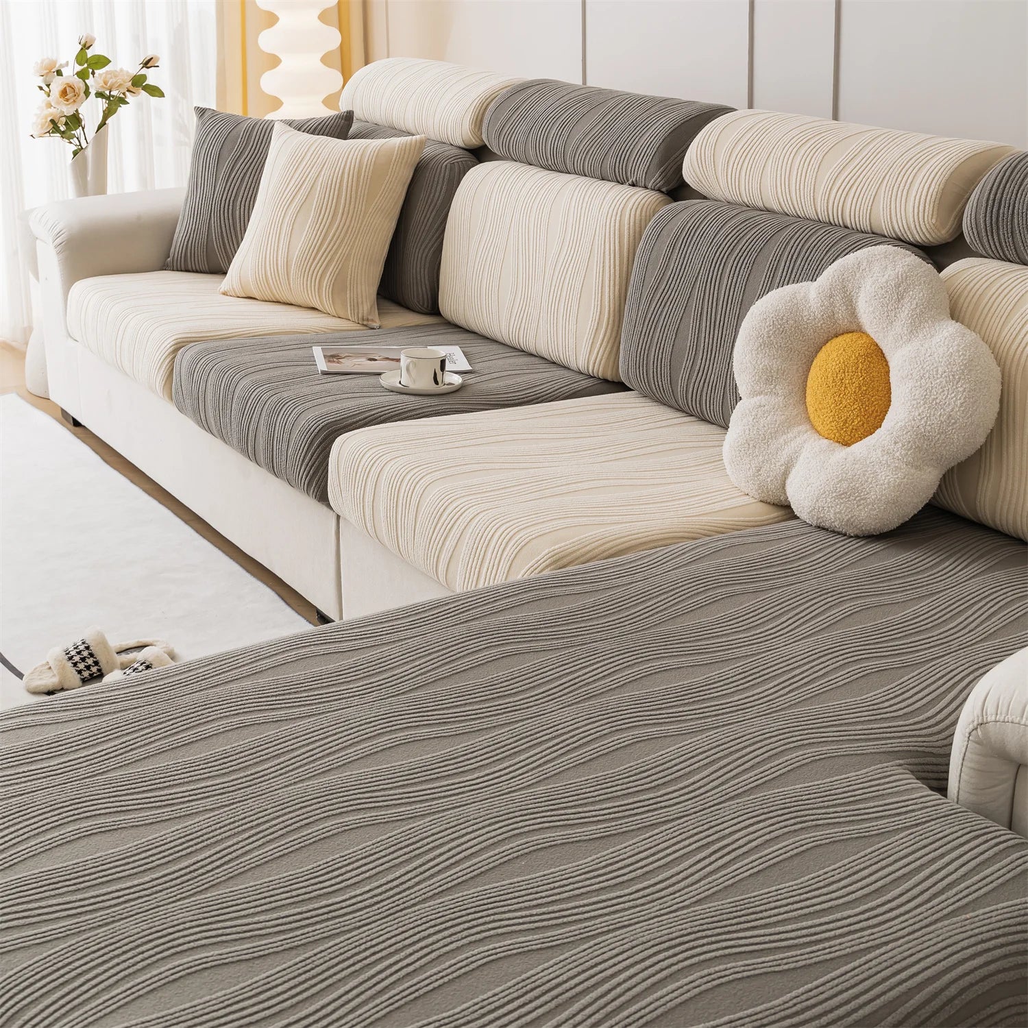 Coverfect WaveKnit Jacquard Stretch Sofa Cover