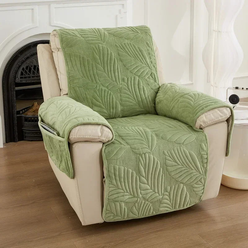 Coverfect Cozy Leaf Plush Recliner Cover