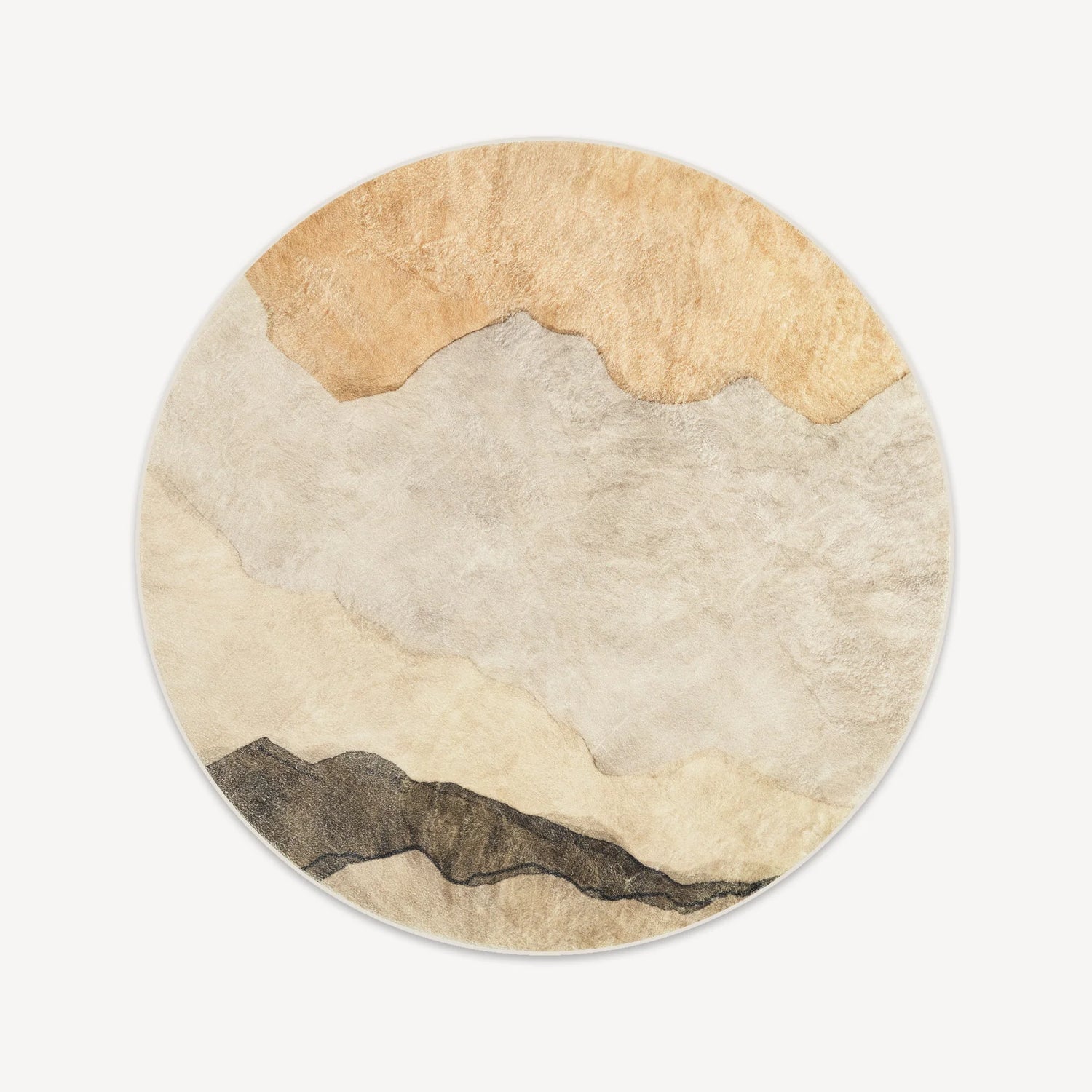 Coverfect Earthy Tones Abstract Round Spillproof Round Rug