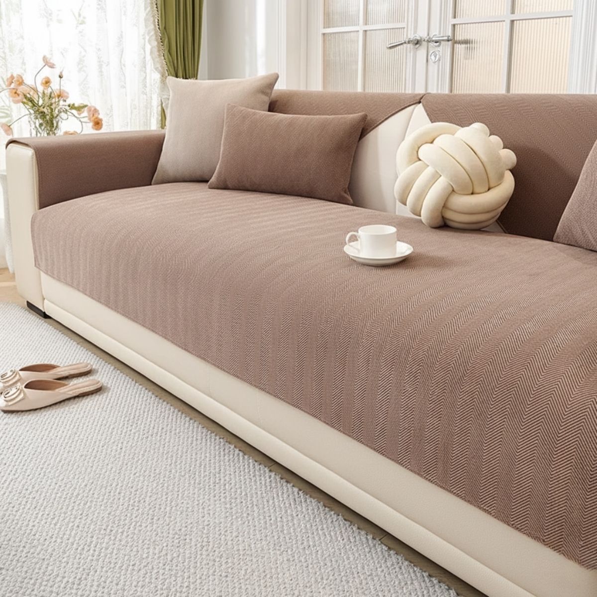 Coverfect Premium Chenille Herringbone Sofa & Couch Cover