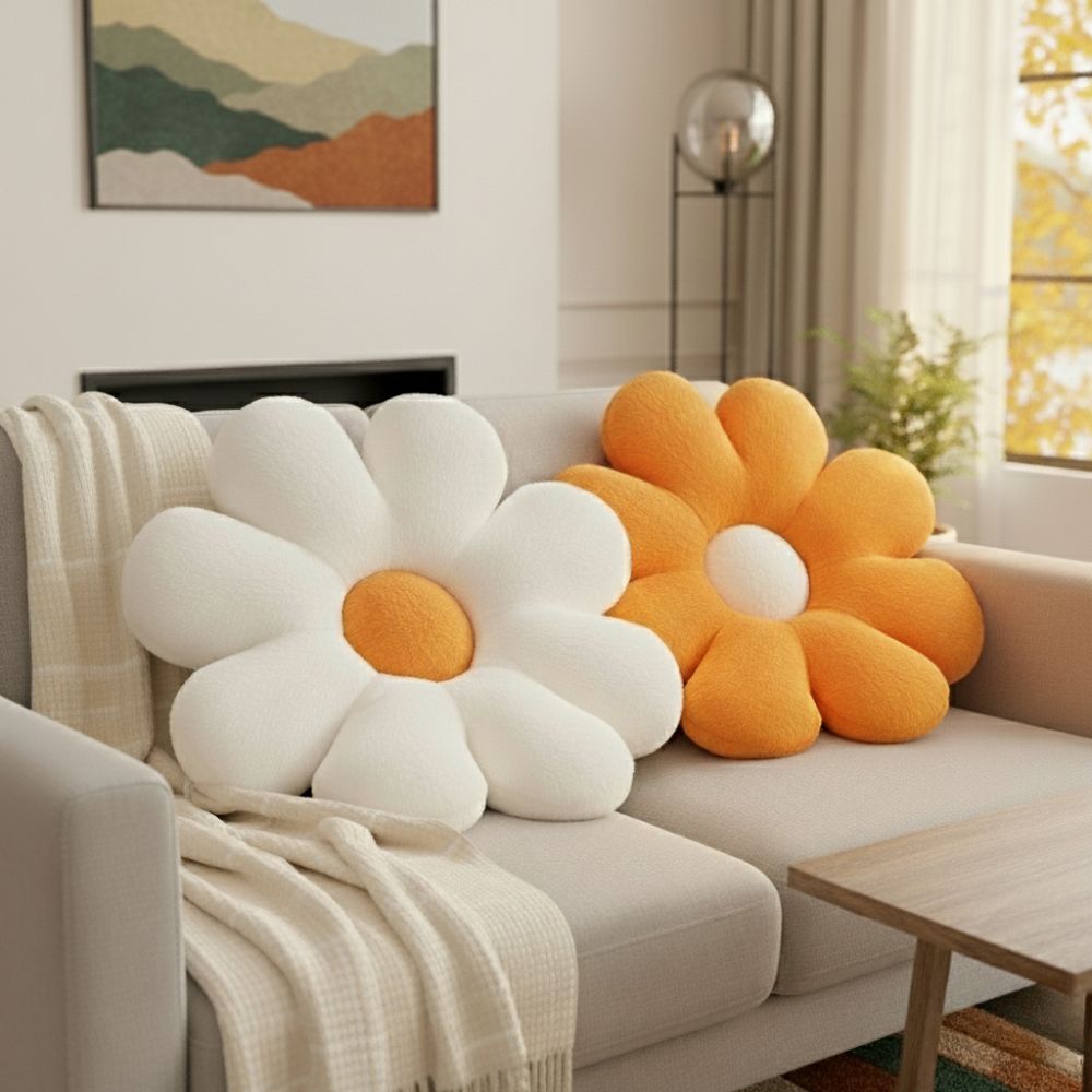 Coverfect Plush Daisy Sofa Pillow – Comfort & Cozy Home Decor