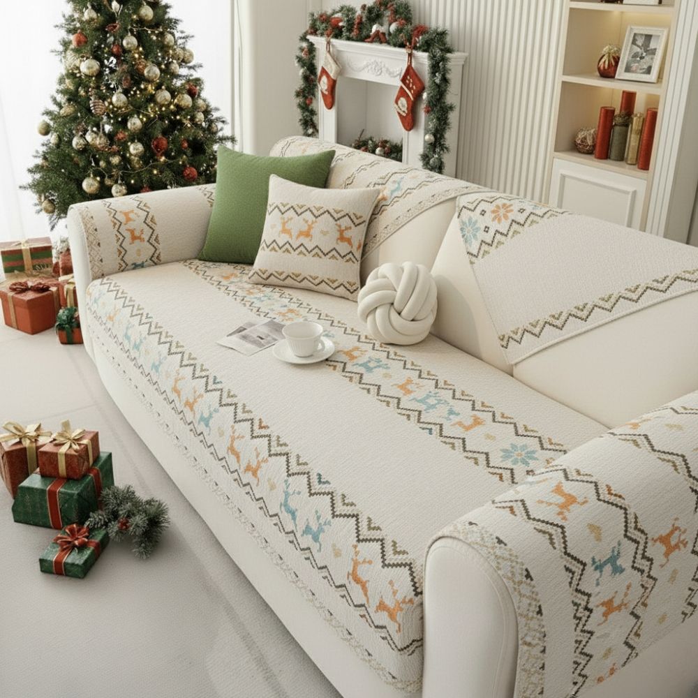 Coverfect Winter Elegance Chenille Sofa Cover | Cozy Non-Slip Home Decor
