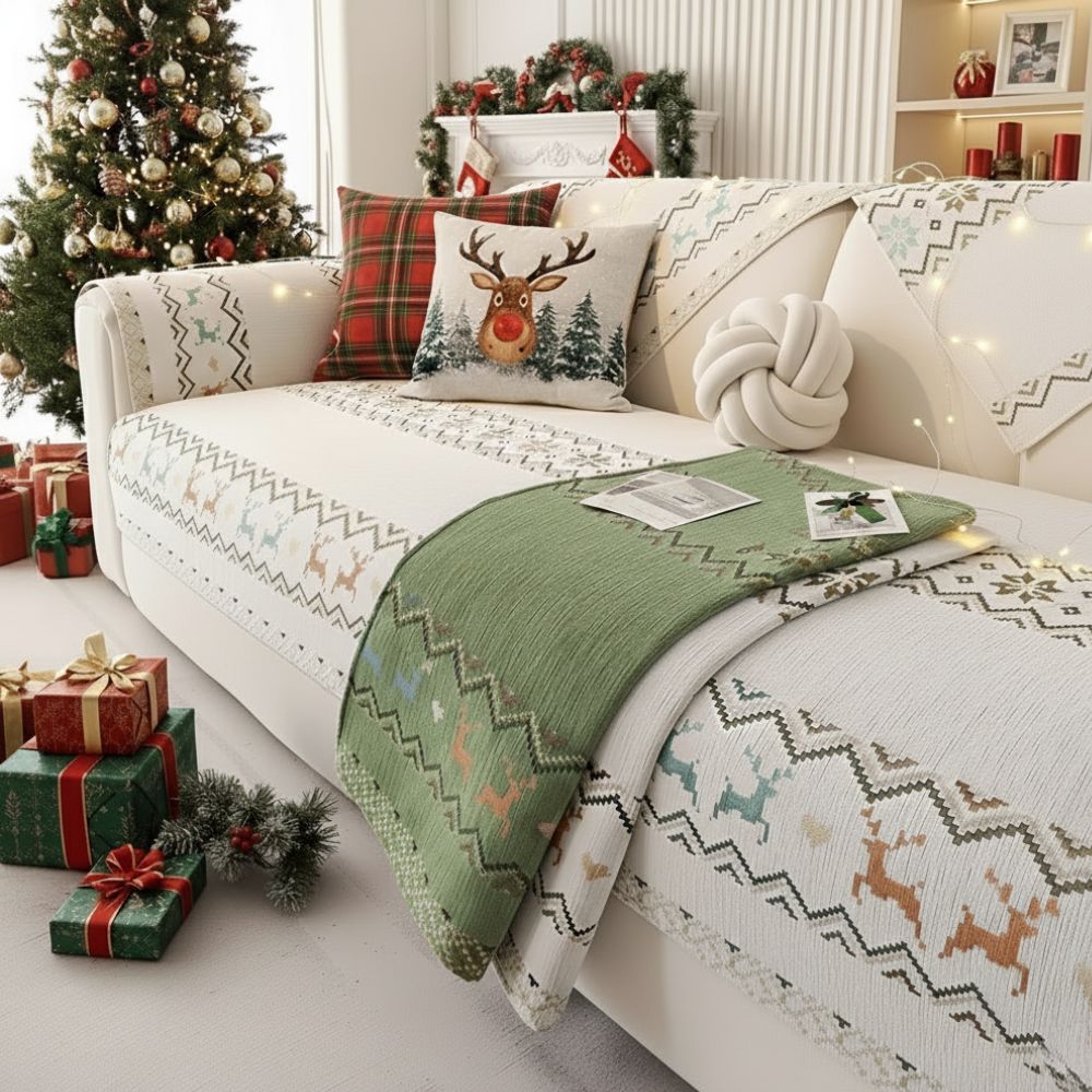 Coverfect Winter Elegance Chenille Sofa Cover | Cozy Non-Slip Home Decor