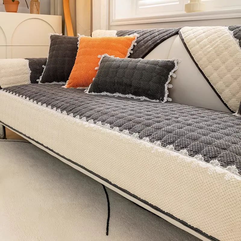 Coverfect Corduroy Lace Sofa Cover | Non-Slip & Washable Couch Protector