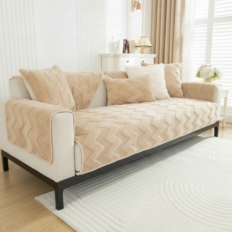 Coverfect Premium Plush Chevron Sofa Cover