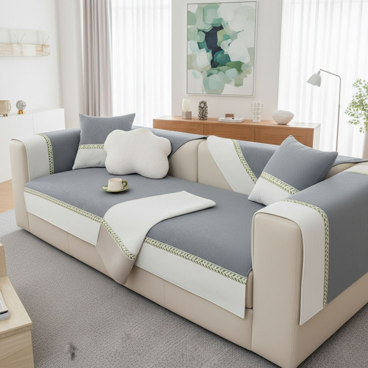 Coverfect Sofa Cover - Olive Plush