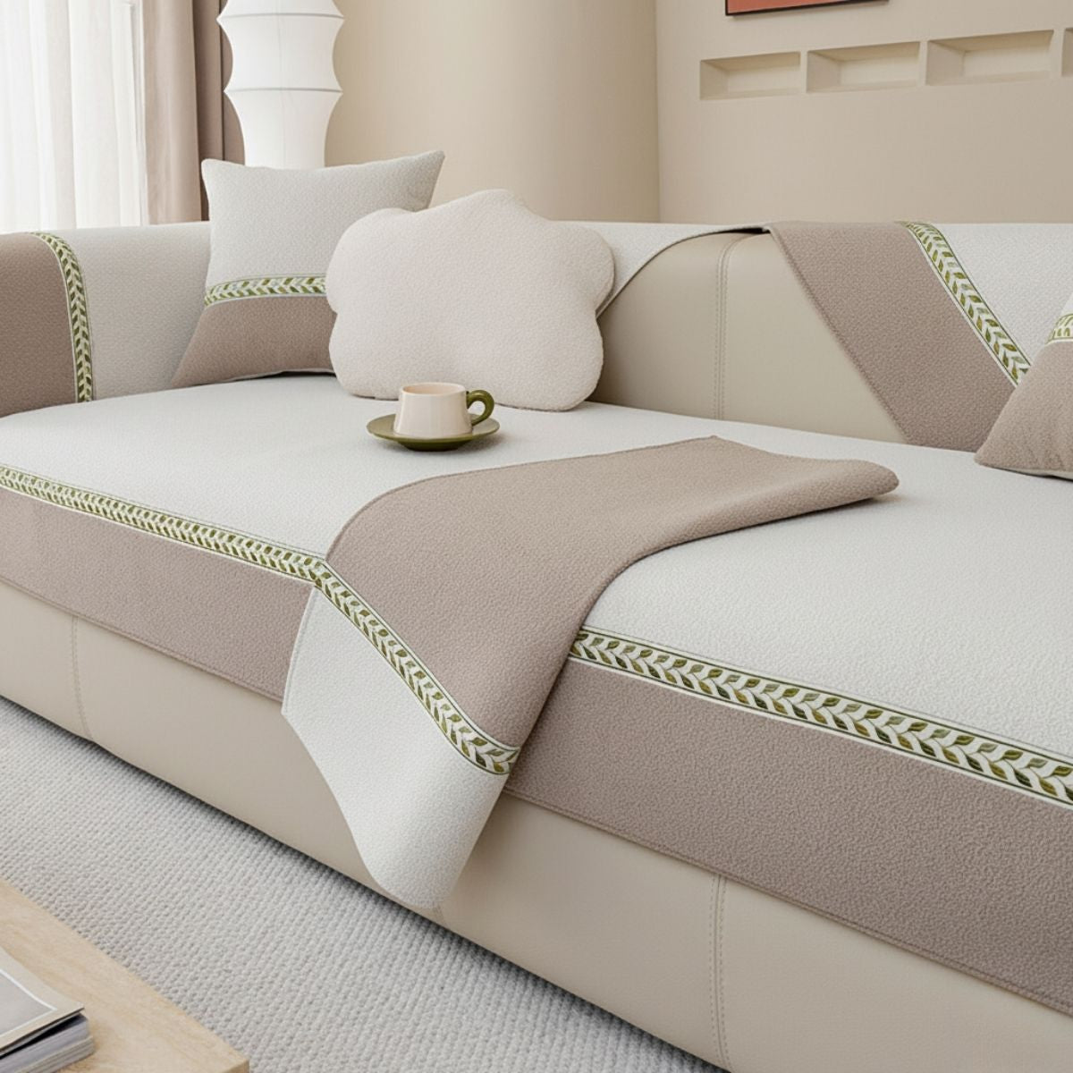 Coverfect OliveGrace Plush Cozy Sofa Cover