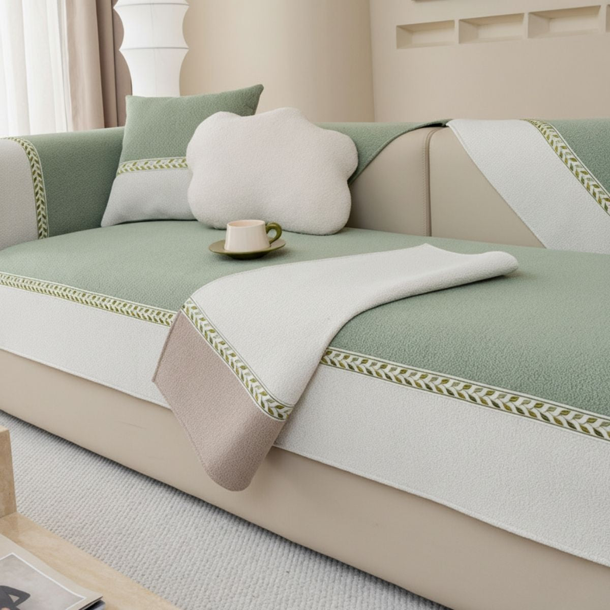 Coverfect OliveGrace Plush Cozy Sofa Cover