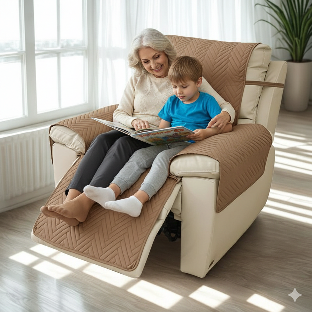 Coverfect Quilted Chevron Anti-Slip Recliner Sofa Cover