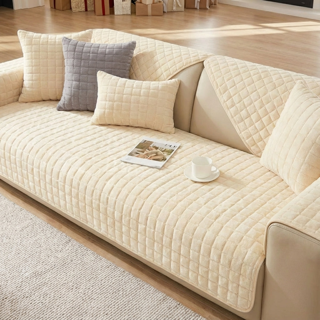 Coverfect Cozy Flannel Plush Sofa & Couch Cover