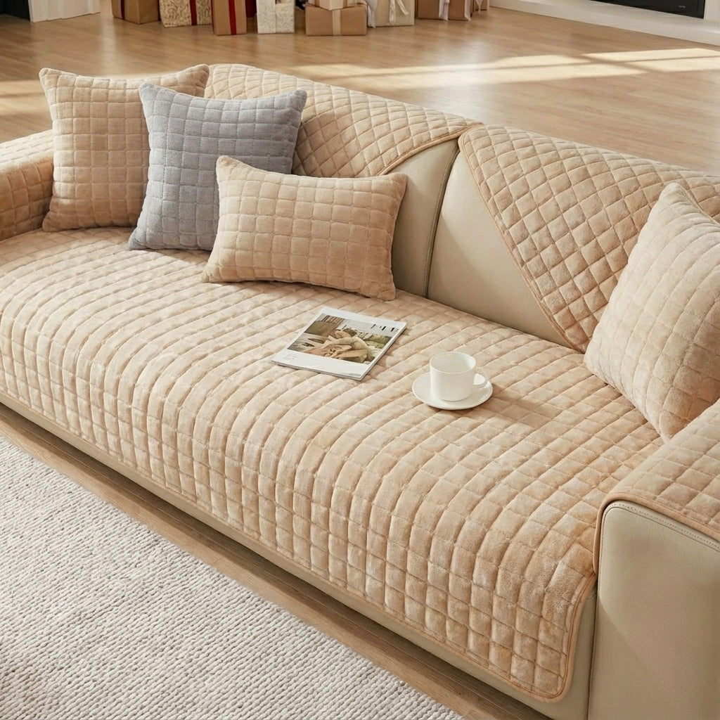 Coverfect Cozy Flannel Plush Sofa & Couch Cover