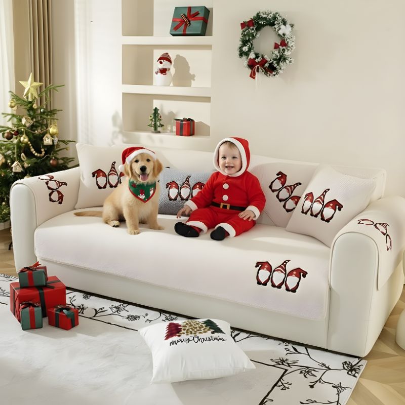 Coverfect Cozy Sherpa Santa Gnome Sofa & Couch Cover