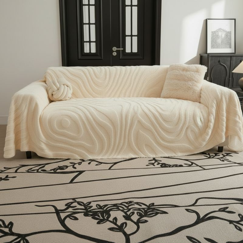Coverfect Premium Embossed Wave Plush Sofa Cover