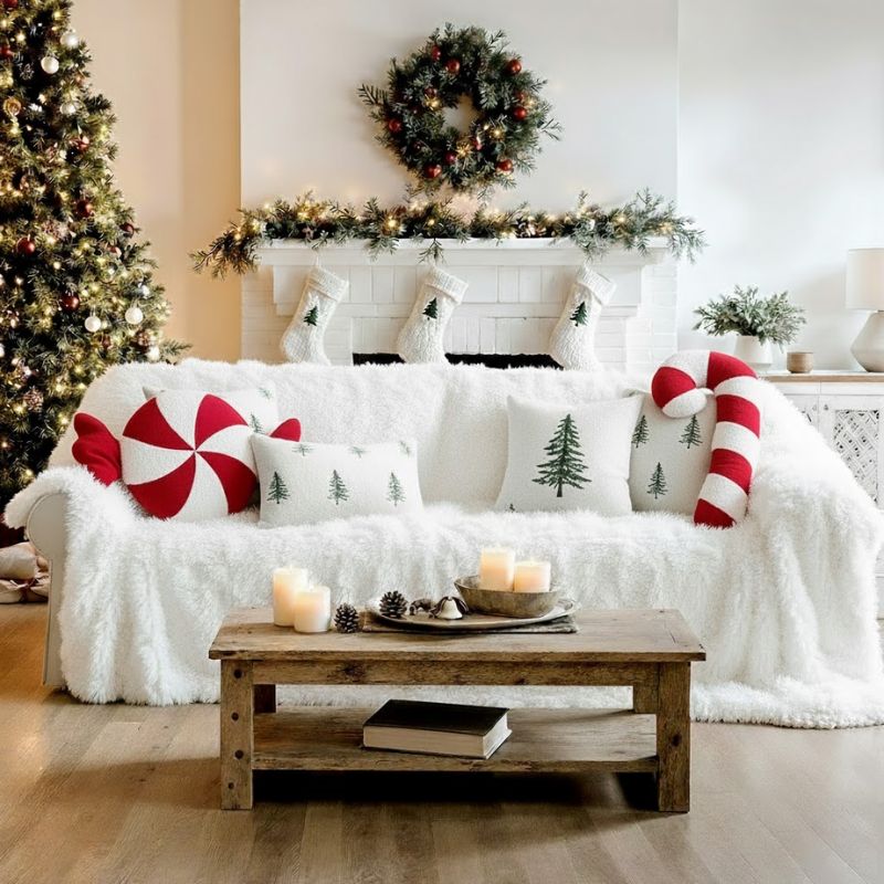 Coverfect Cozy Plush Pine Embroidered Pillow Cover