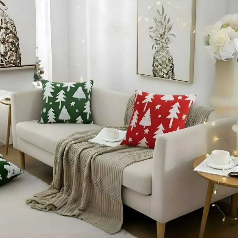 Coverfect Warm Plush Christmas Embroidered Pillow Cover