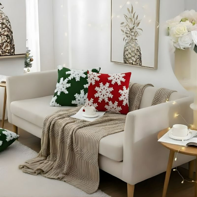 Coverfect Warm Plush Christmas Embroidered Pillow Cover