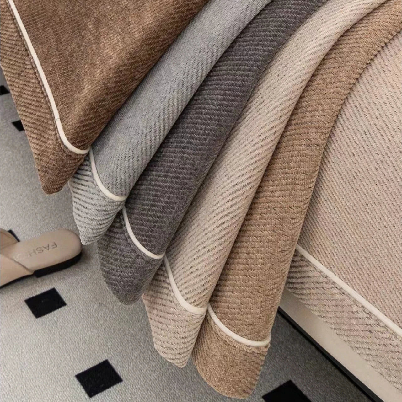 Coverfect luxurious chenille sofa cover available in five colors - brown, light gray, dark gray, beige and Khaki