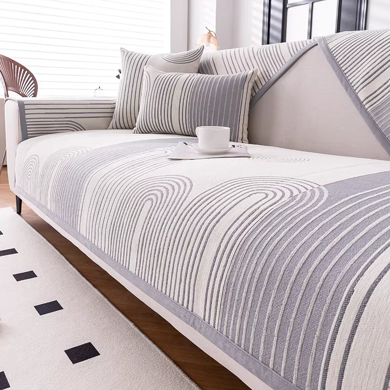 Coverfect Sofa Mat – Geometric Arc Chenille