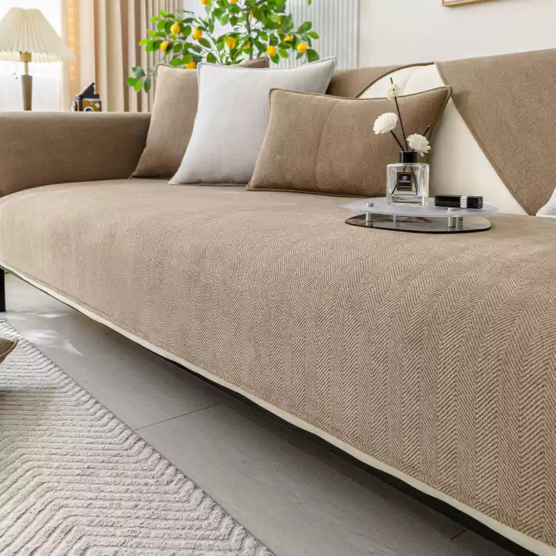 Coverfect Herringbone Chenille Sofa Cover