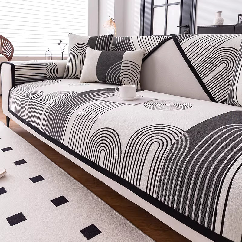 Coverfect Sofa Mat – Geometric Arc Chenille