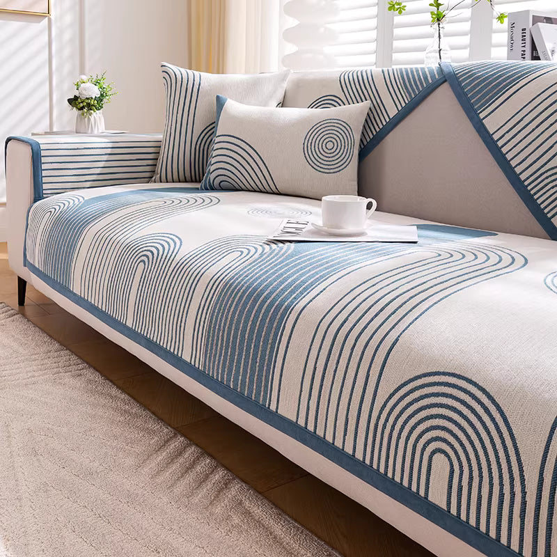 Coverfect Sofa Mat – Geometric Arc Chenille