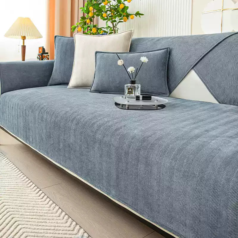 Herringbone Chenille Sofa Cover – Water-Resistant & Stylish