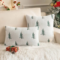Coverfect Cozy Plush Pine Embroidered Pillow Cover