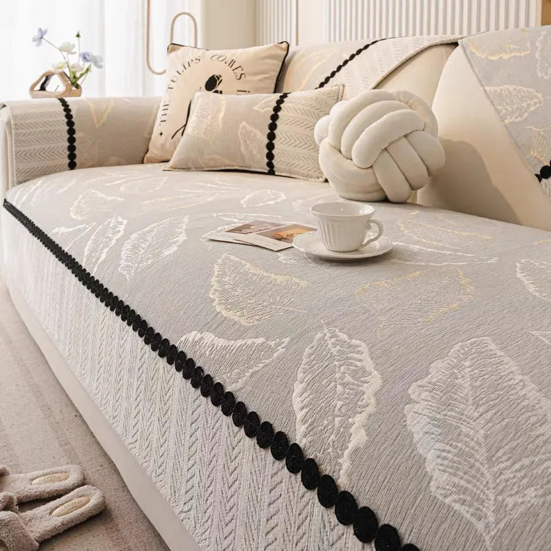 Coverfect Sofa Mat - Leaf Chenille