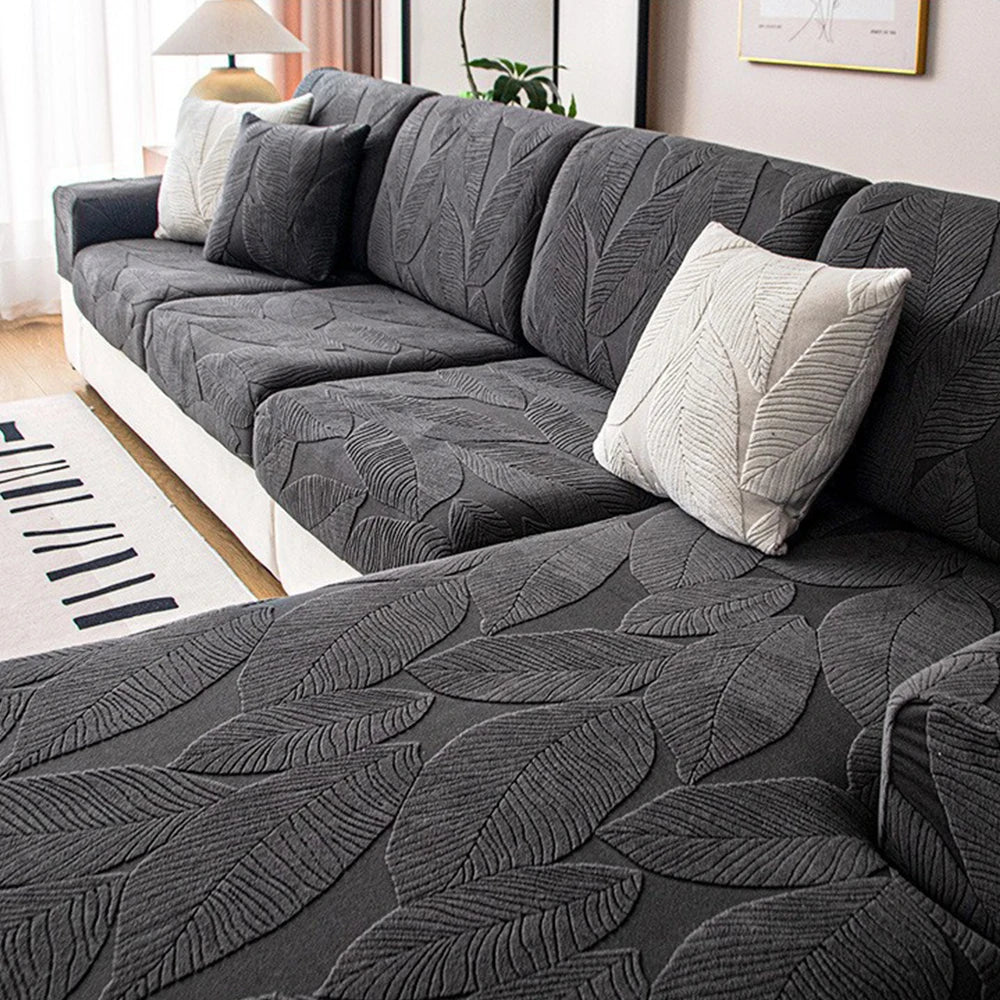 Coverfect Elegant Leaf Jacquard Sofa Cover