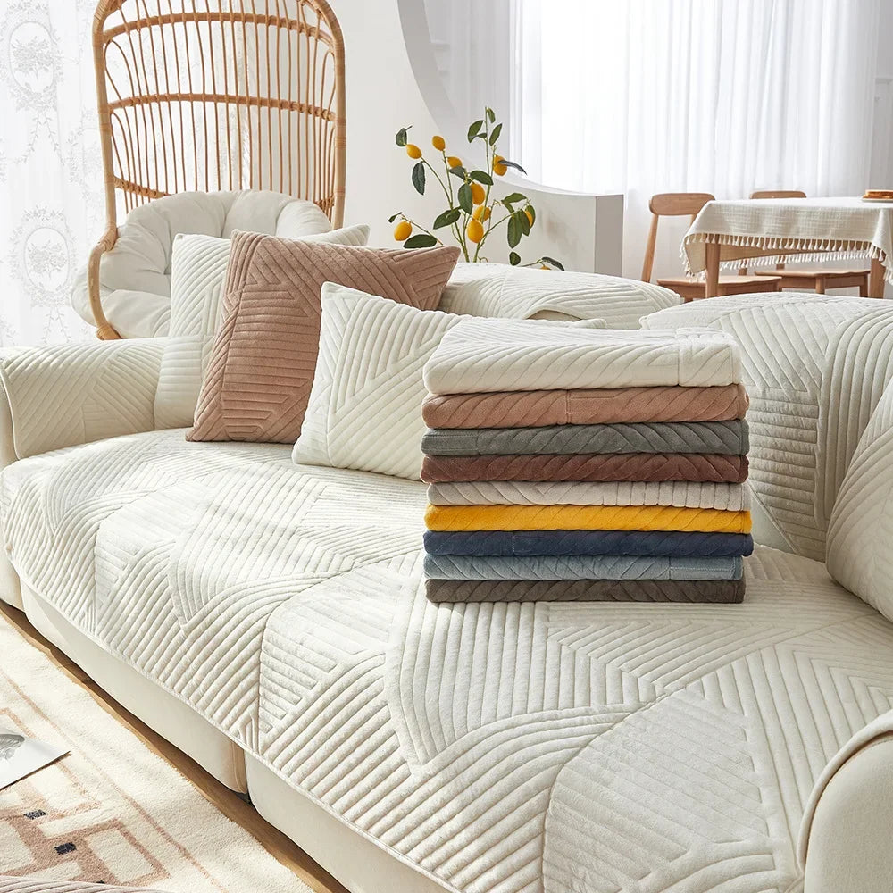 Coverfect Sofa Mat - Diagonal Stitch Plush