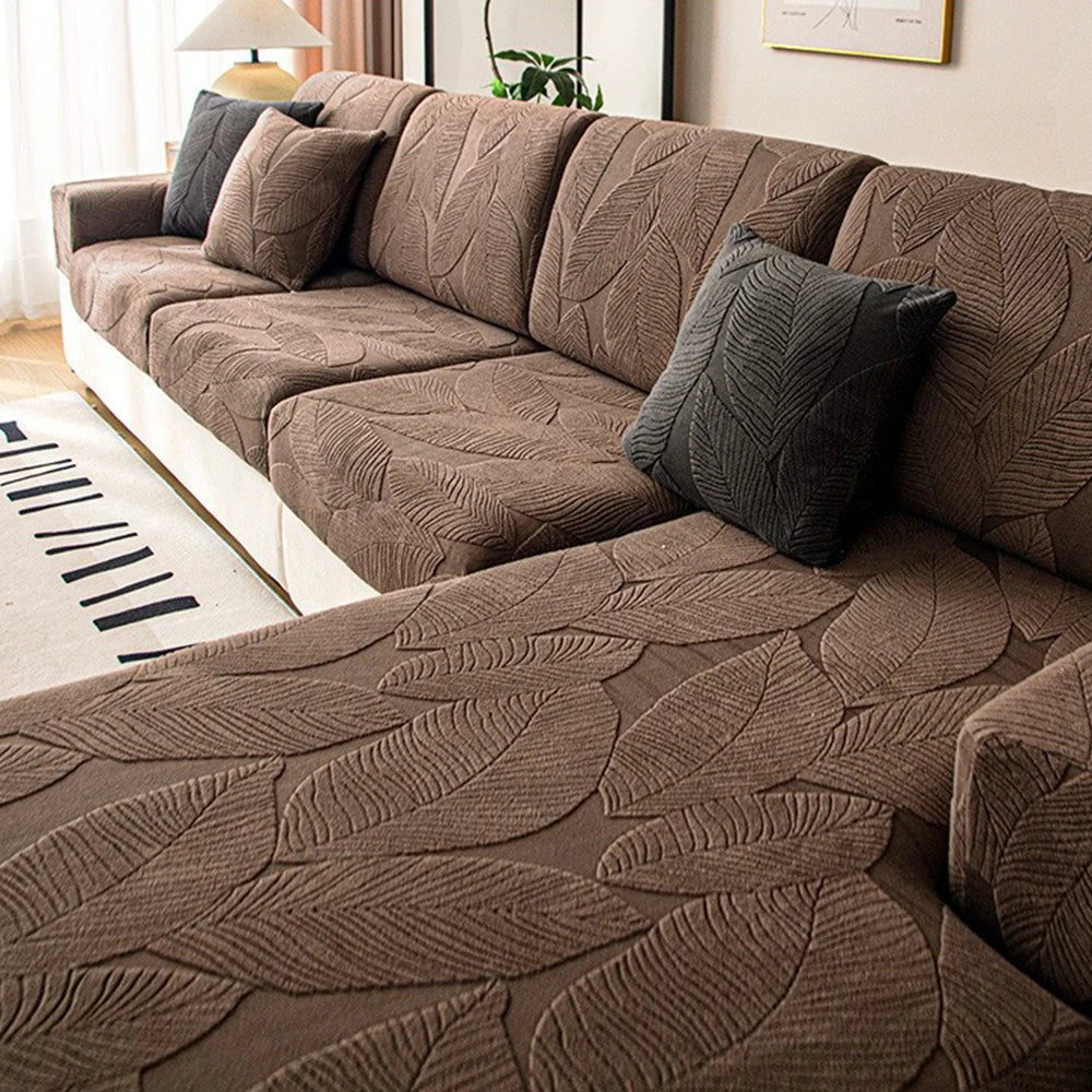 Coverfect Elegant Leaf Jacquard Sofa Cover