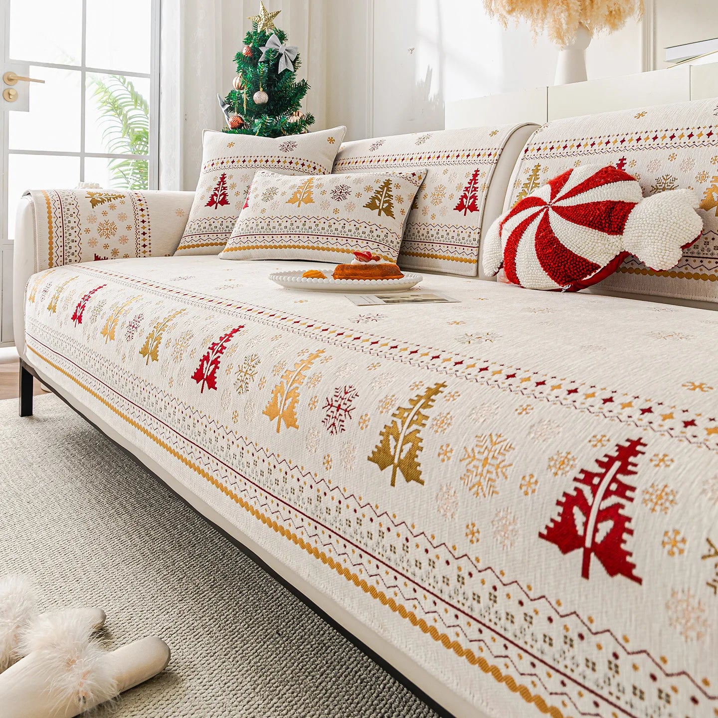 Coverfect Light Luxury Chenille Sofa Cover | Cozy Nordic Style for Winter & Christmas