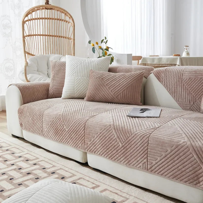 Coverfect Sofa Mat - Diagonal Stitch Plush