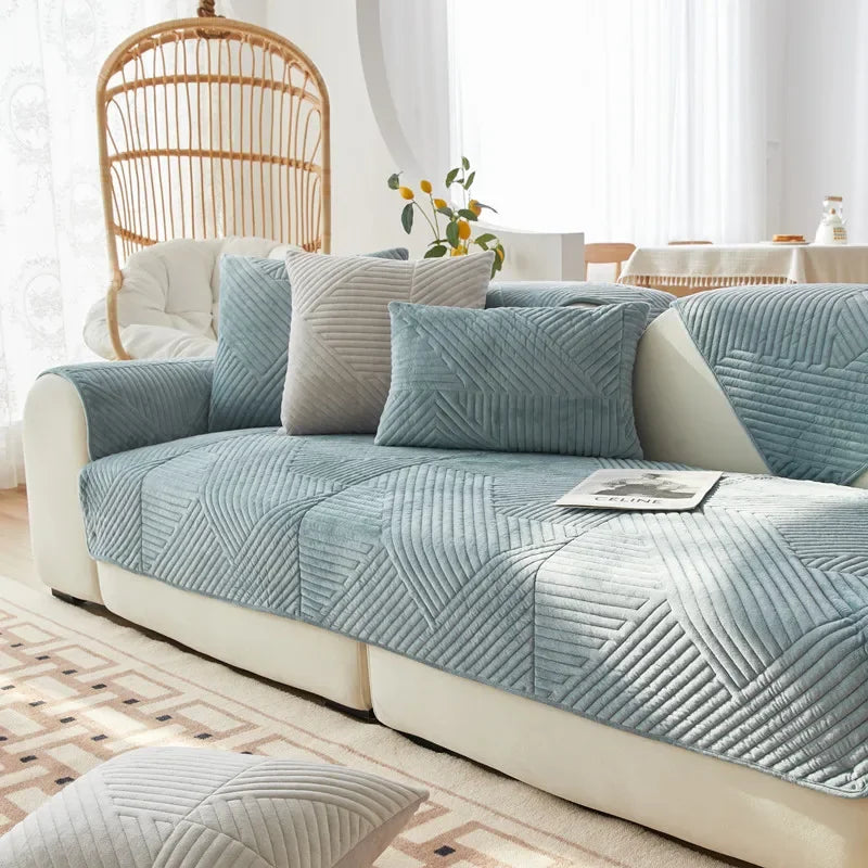 Coverfect Sofa Mat - Diagonal Stitch Plush