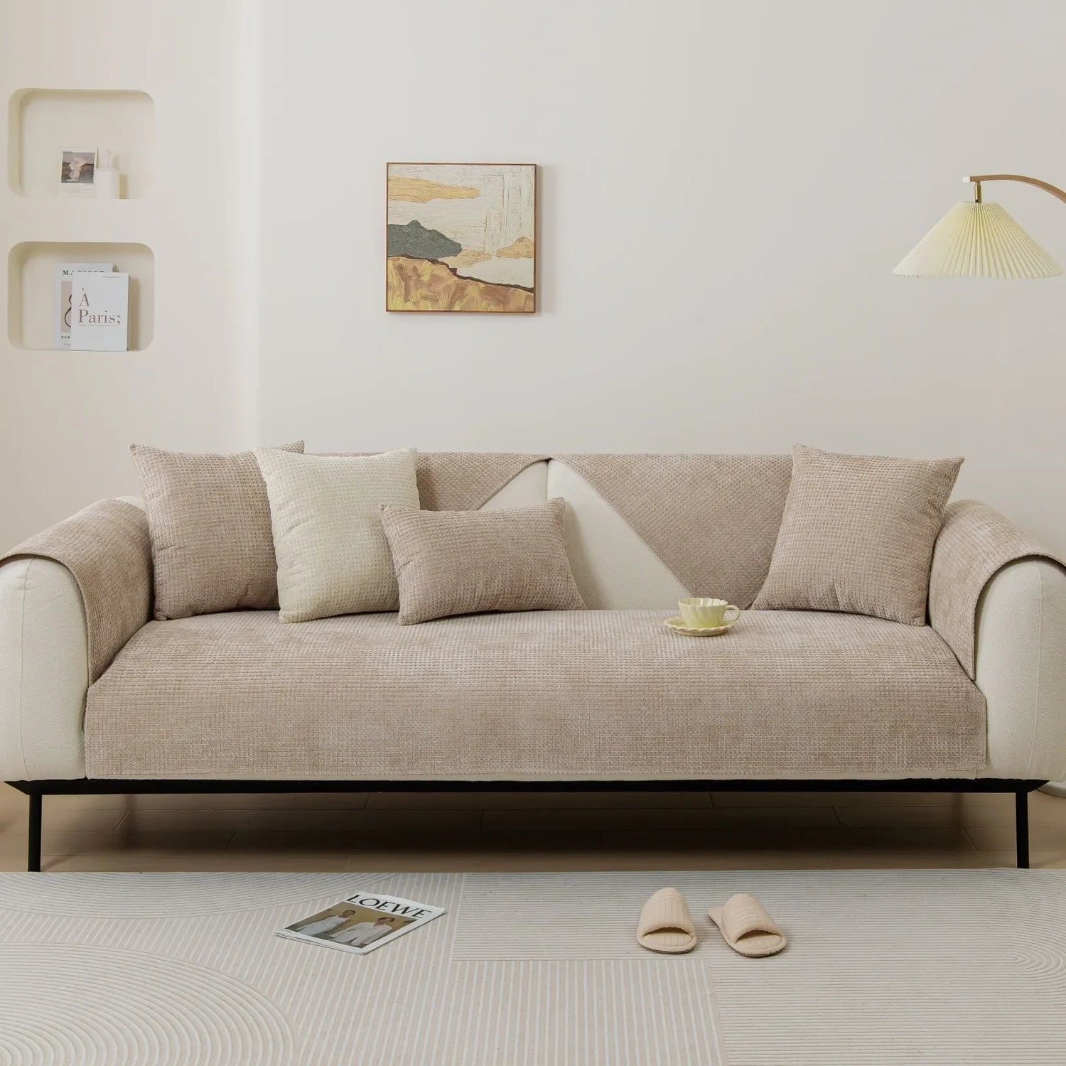 Coverfect Chenille Non-Slip Waffle Sofa Cover