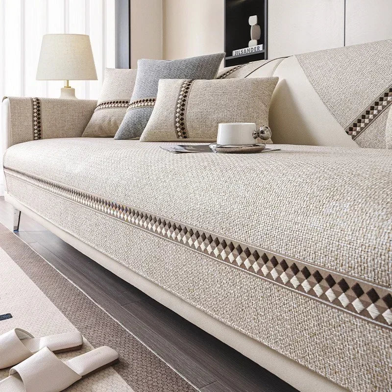Coverfect Sofa Mat – Geometric Diamond Chenille