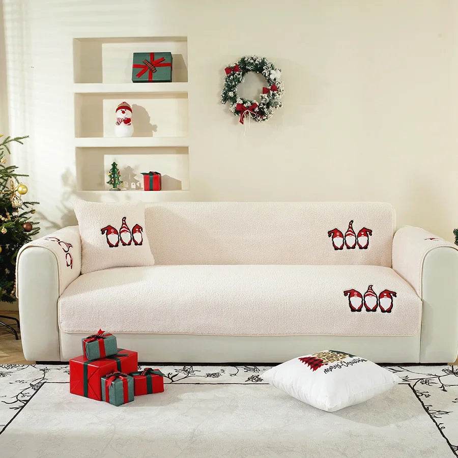 Coverfect Cozy Sherpa Santa Gnome Sofa & Couch Cover