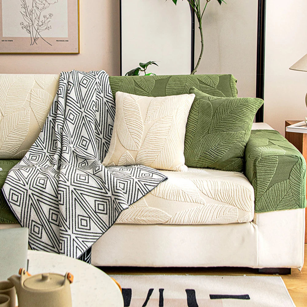 Coverfect Elegant Leaf Jacquard Sofa Cover