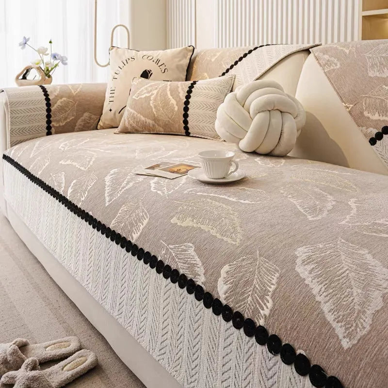 Coverfect Sofa Mat - Leaf Chenille