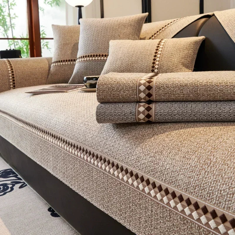 Coverfect Sofa Mat – Geometric Diamond Chenille